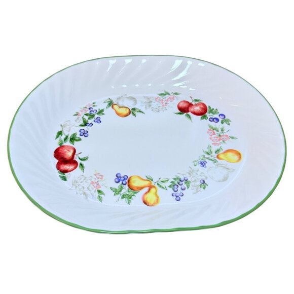 Corelle Corning Oval Serving Platter Chutney VTG 90s Dinnerware Fruit Garland - Picture 1 of 11